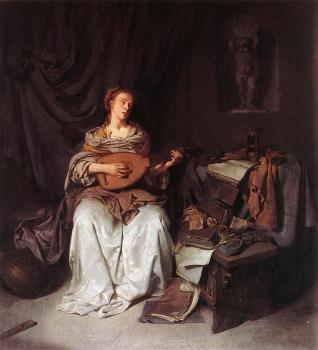 Cornelis Bega : Woman Playing a Lute